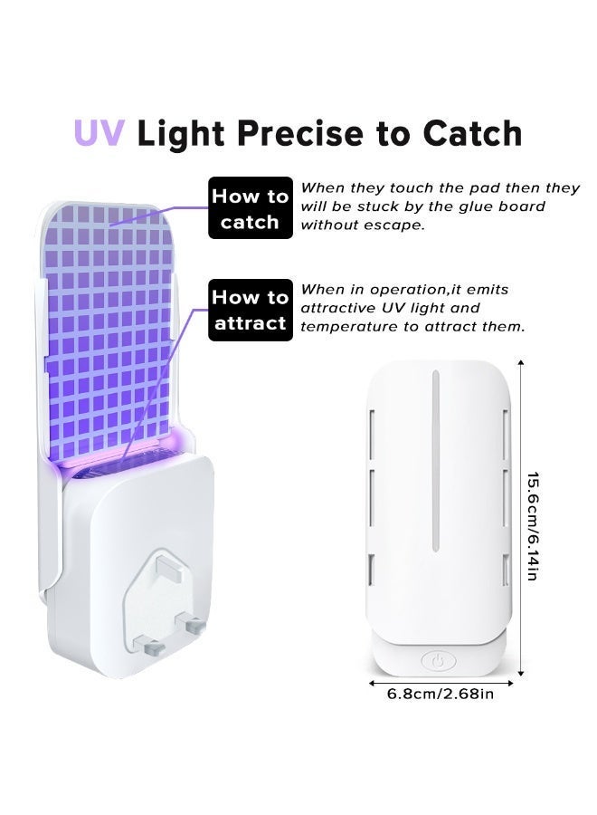 ناكسي فلاي قاطع البعوض، حشرة طائرة مع مصباح ليلي UV قابل لتعديل السطوع لفخ البعوض وصائد الذباب، فخاخ ذباب الفاكهة للعث والبعوض، مناسب لكل جزء من المنزل (عبوتان، أبيض) - Image 4